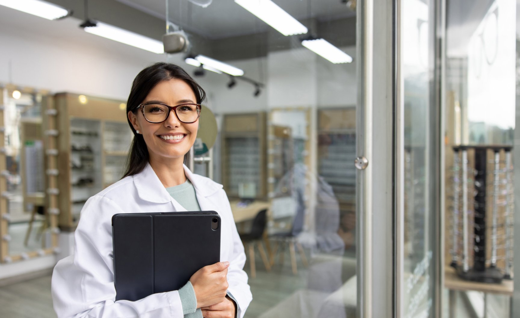 Optometrist in optometry office